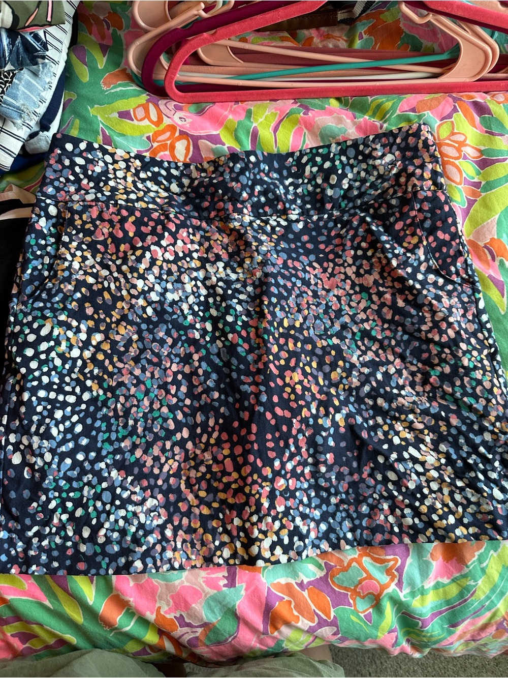 Zac & Rachel Navy Multicolor Dot-Print Mini Skort